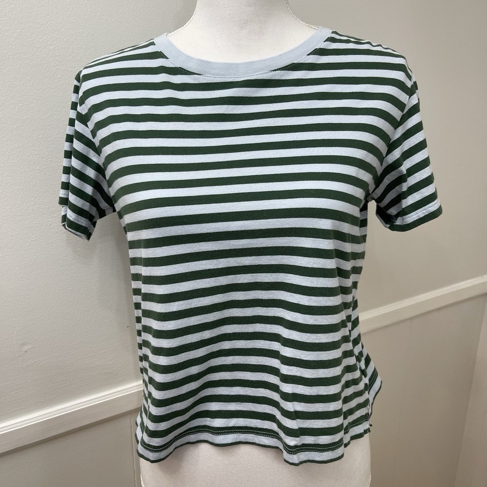 Free Assembly Women's Cropped Stripe Tee Organic Cotton XS